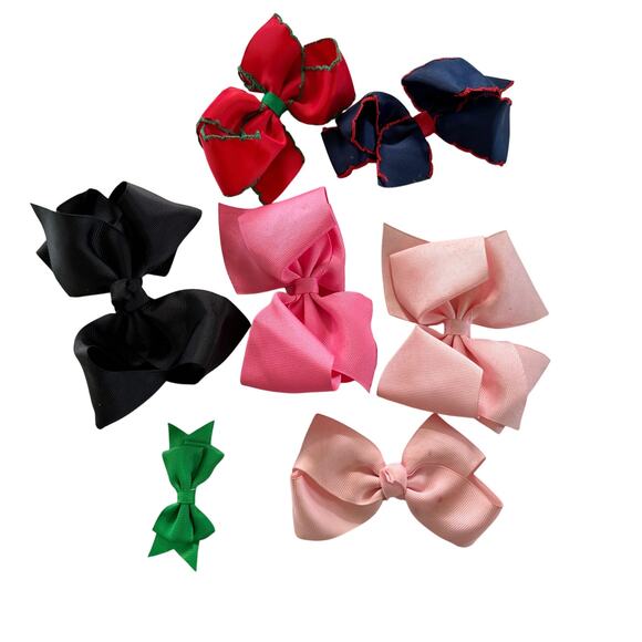 Girls Bow Bundle - 7 Pieces - Various Sizes - Alligator Clips - Picture 1 of 4